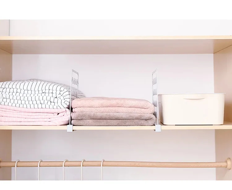 H665 Wardrobe Storage Divider Closet Organizer Rack No-drilling Layer ...