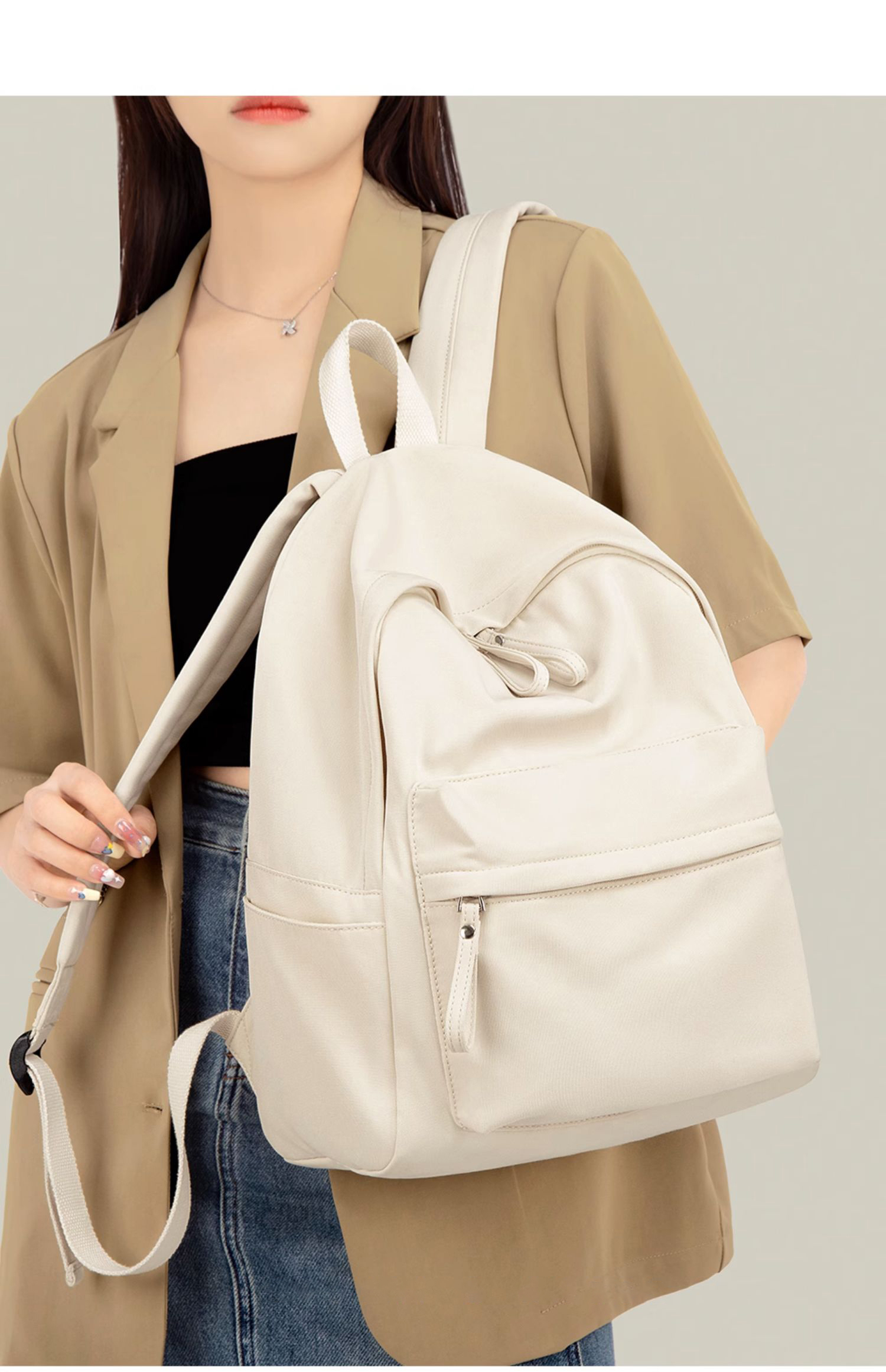 Backpack for Women New Solid Color Bagpack School Bag Waterproof ...