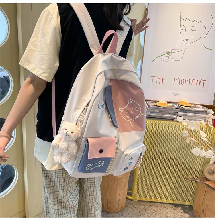Mori Style Contrast Color Travel Backpack for Students