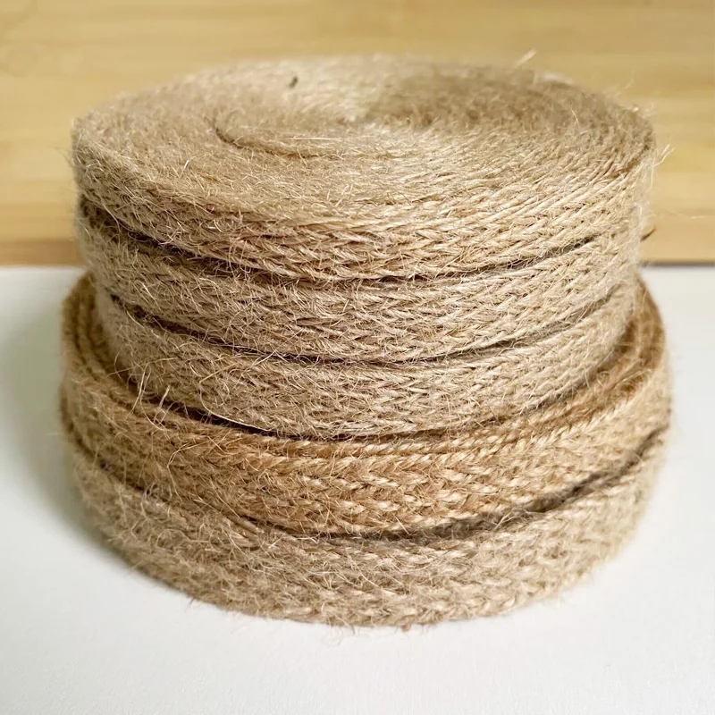 10m/roll Braided Flat Burlap Jute Rope,Natural Jute Burlap,for Twine ...