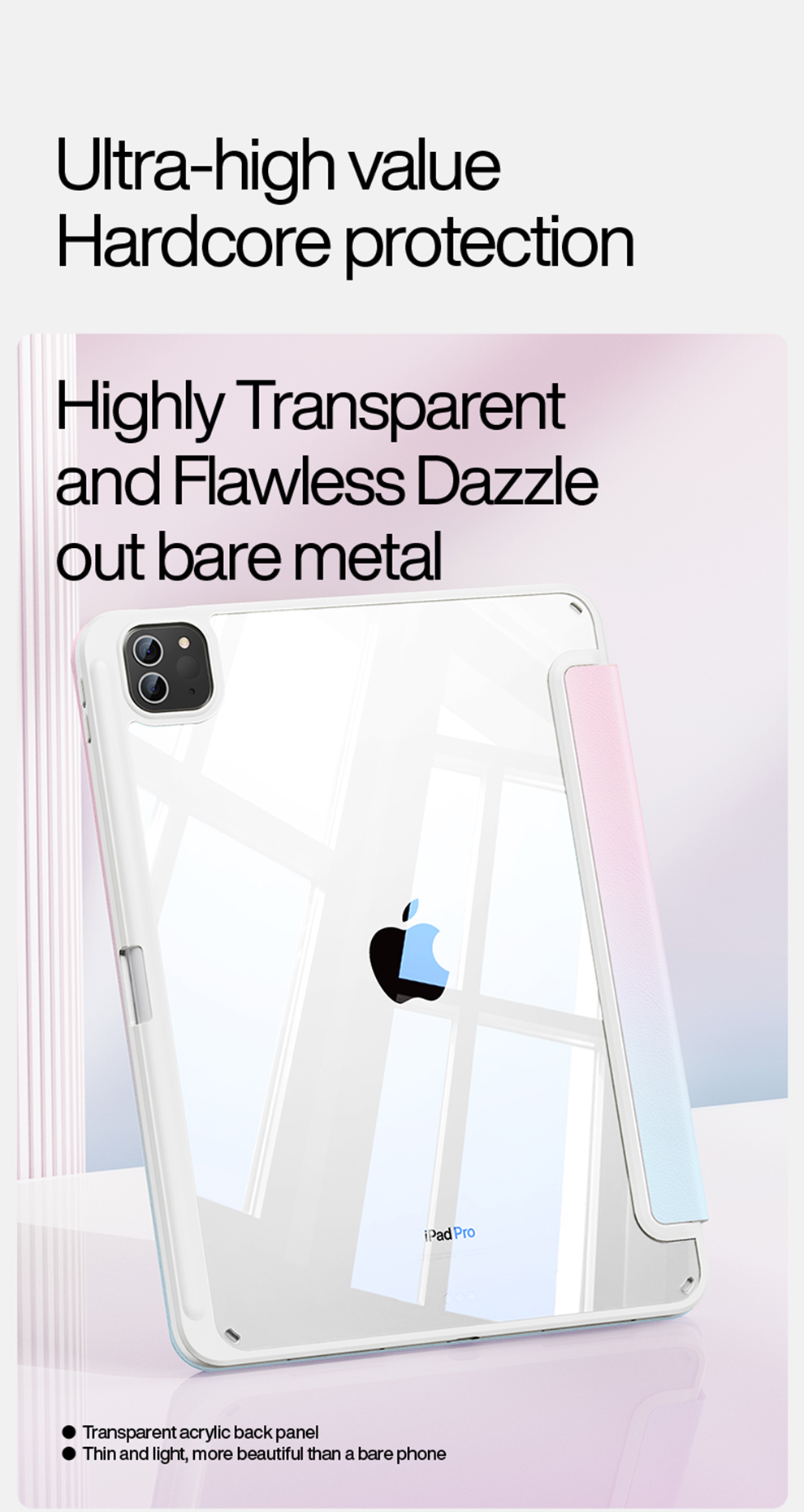 SmartDevil Transparent Gradient Color Case For iPad Air5/iPad 9th/10th ...