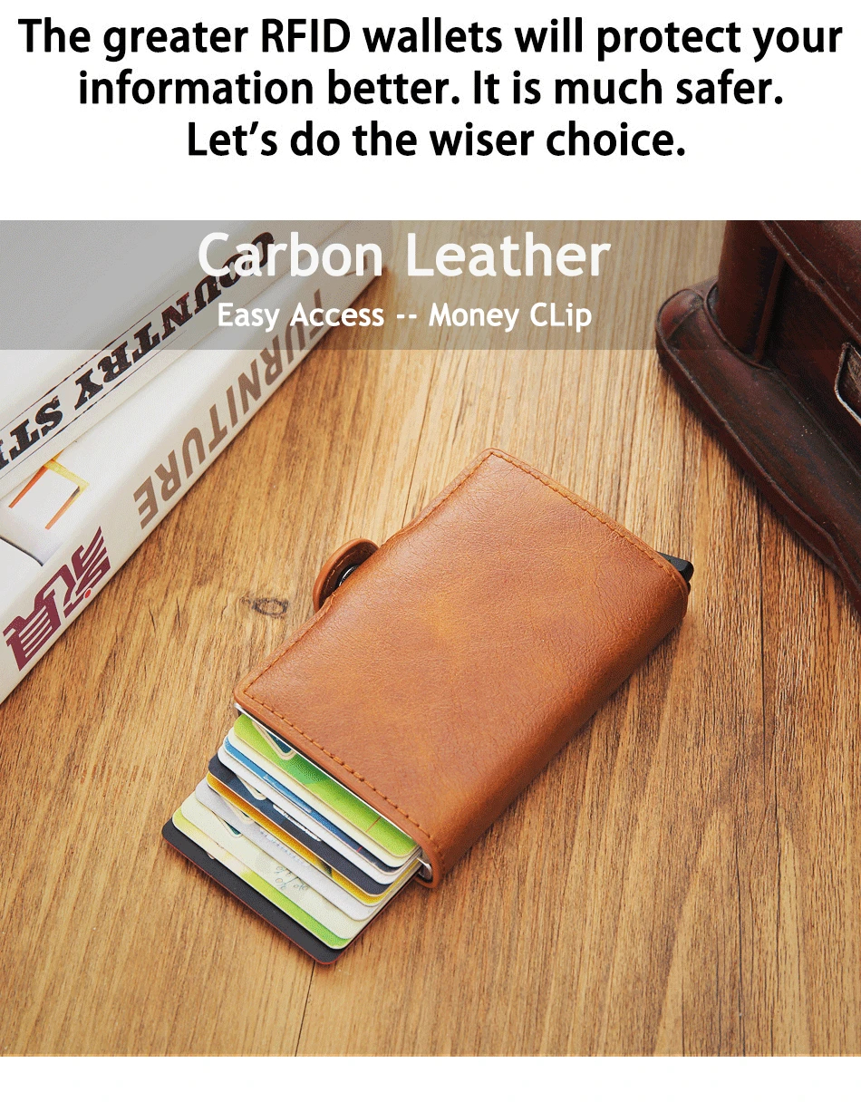 Double Layer Men ID Credit Bank Card Holder Wallet Anti Rfid Blocking ...