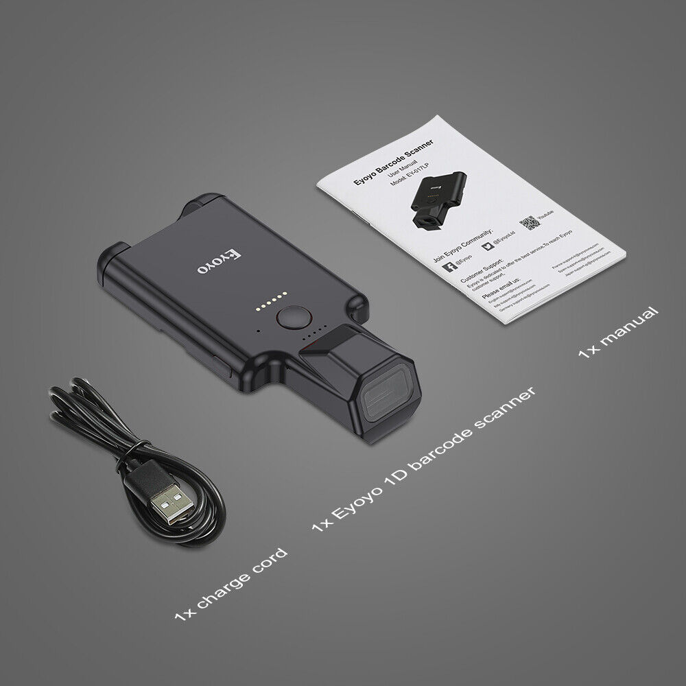 Eyoyo Back Clip Via Bluetooth Wireless 1D 2D Barcode Scanner QR Bar ...