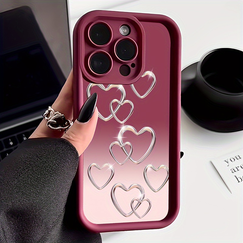 1pc Simple Fashion Gradient Love Phone Protective Case, Soft Shell All ...