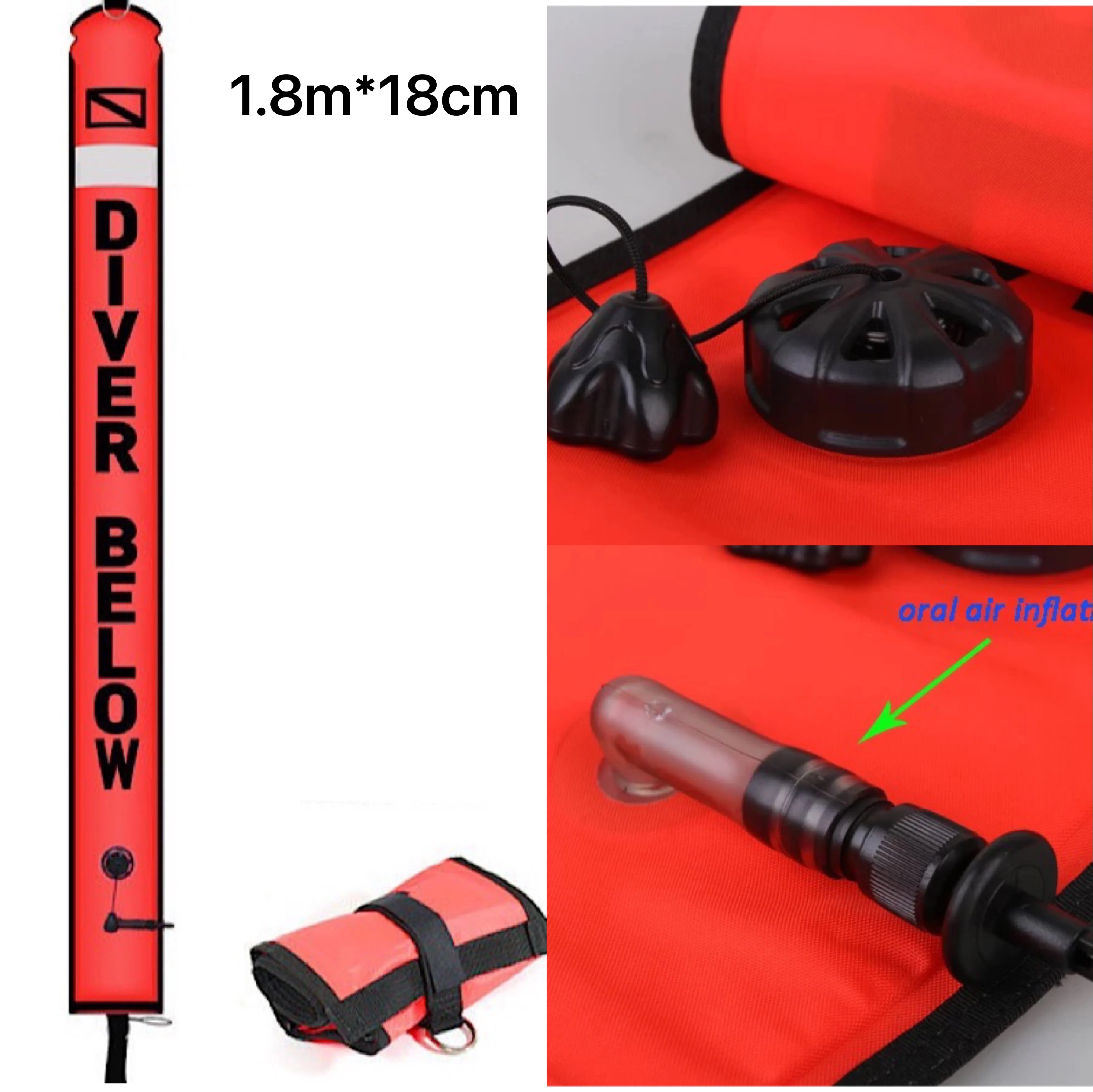 SMB Segnale Subacqueo Gonfiabile - Nylon 210D 1.8m, Valvola Integrata