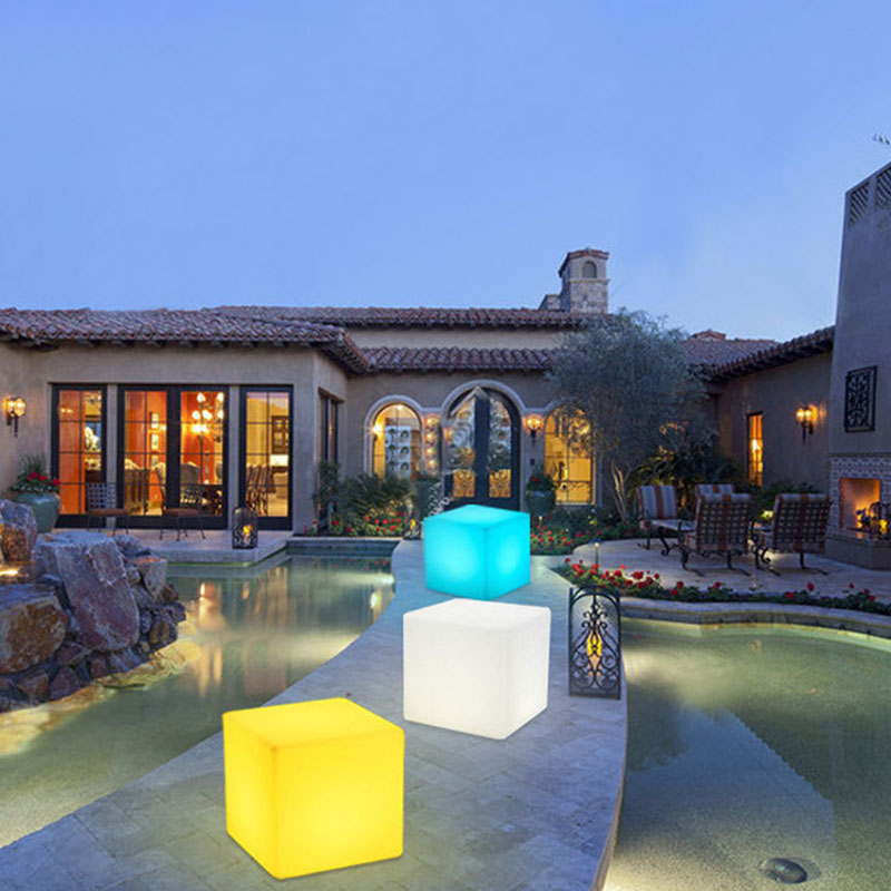 LED Lighted Cube Table, Large Cube Chair Light, 16 RGB Colors Cube Seat ...