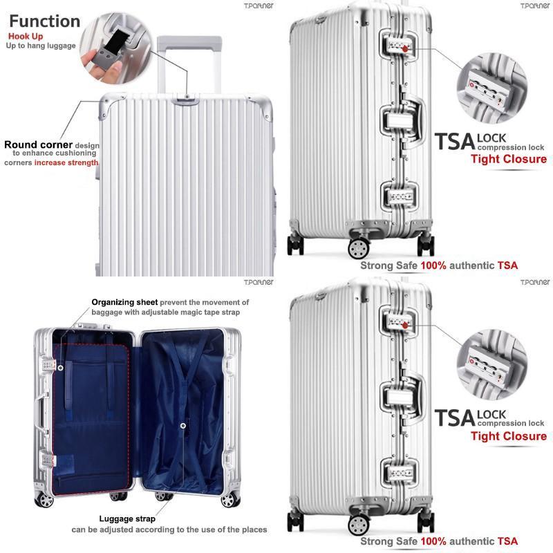 [Aluminum Alloy] ORIGINAL ALUMINUM SERIES Luggage TSA Lock 360 Rotation ...