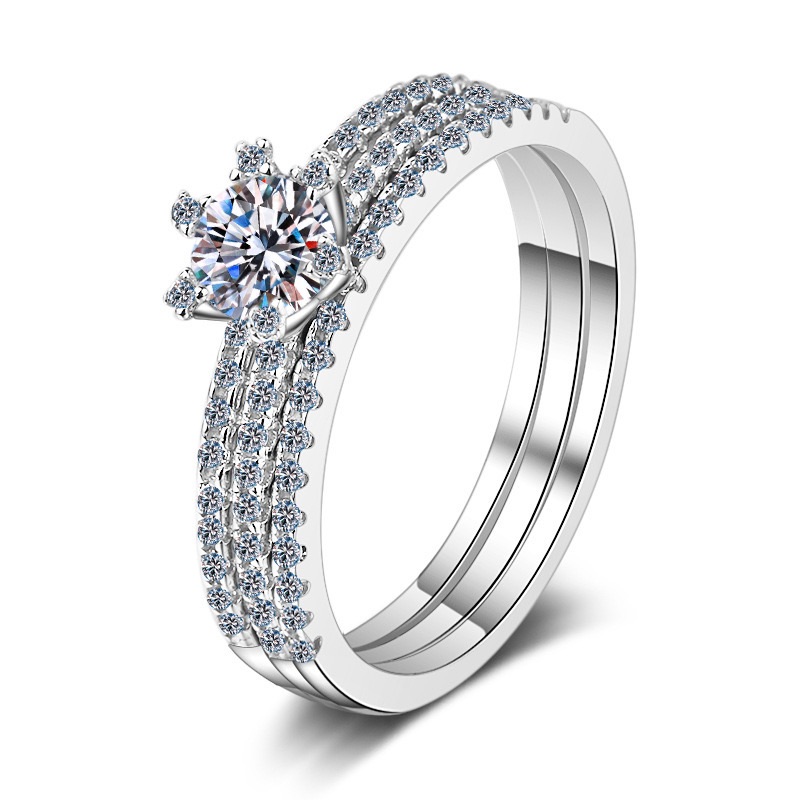 Real moissanite diamond D color women Combination ring with GRA ...