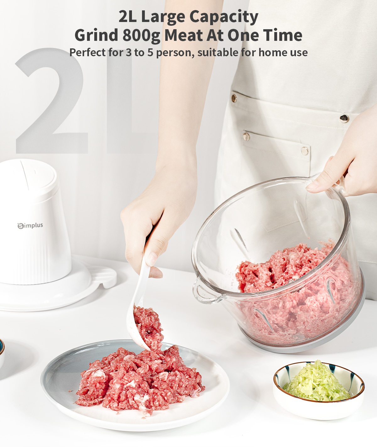 Simplus Electric Meat Grinder 2L Multifunctional Food Processor Blender ...