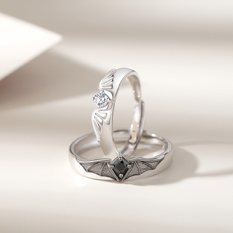 Angel and Devil Couple Ring with Adjustable Wings Valentine's Day Gift ...