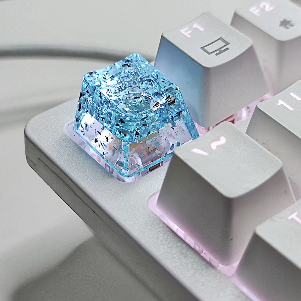 1PCS Handmade Customized Resin Keycap Unique Translucent Pink ...