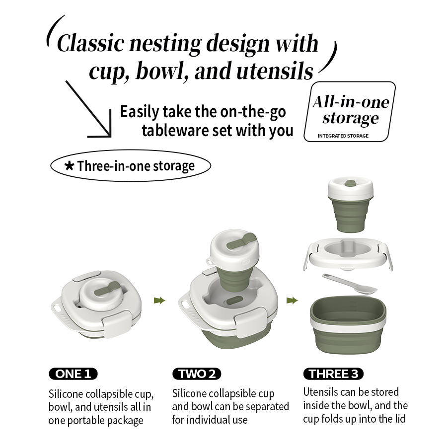 Awada Travel Set Camping Silicone Bowl Portable Collapsible Bowl Cup ...