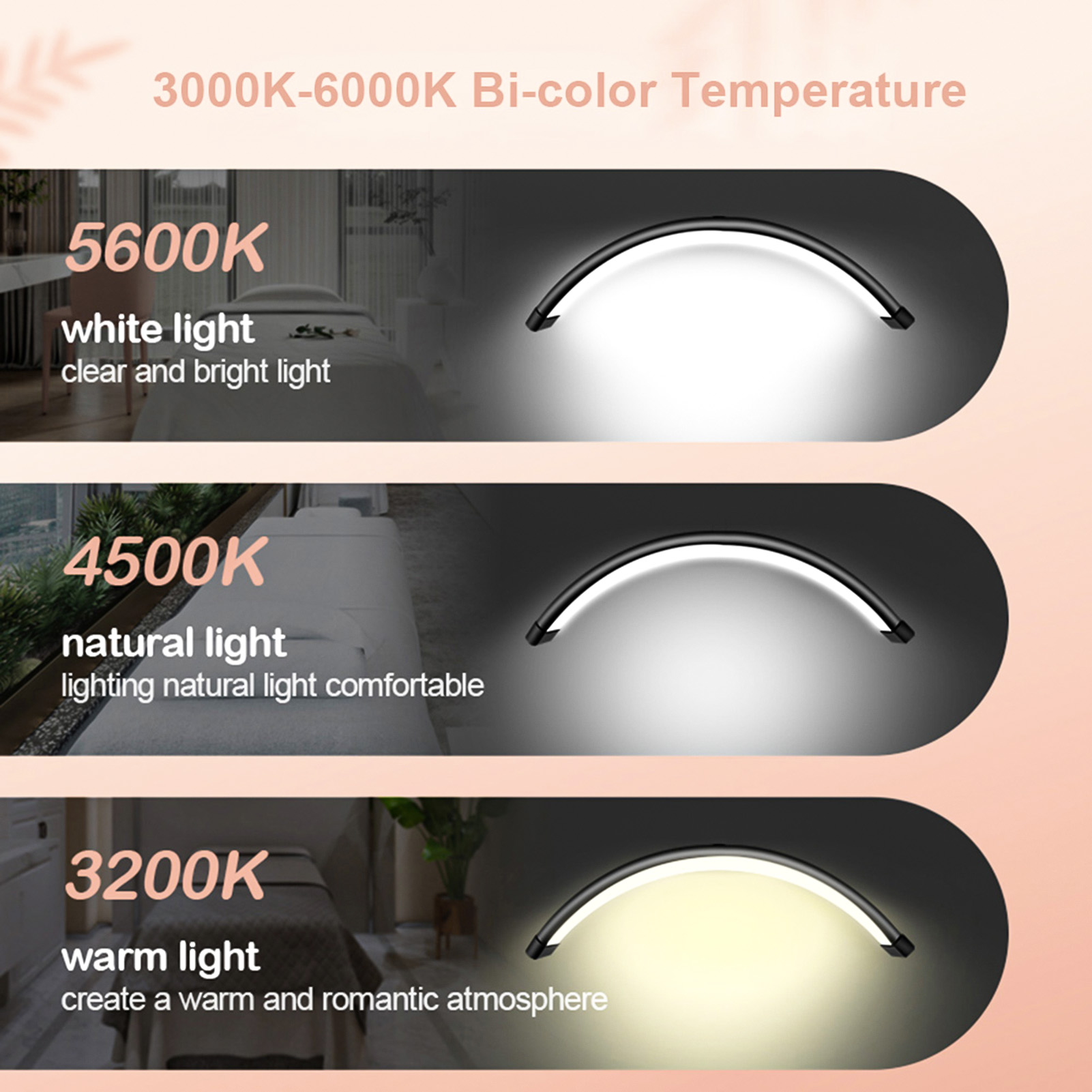 Andoer HD-M3X Desktop LED Video Light Half-moon Shaped Fill Light 3000K ...
