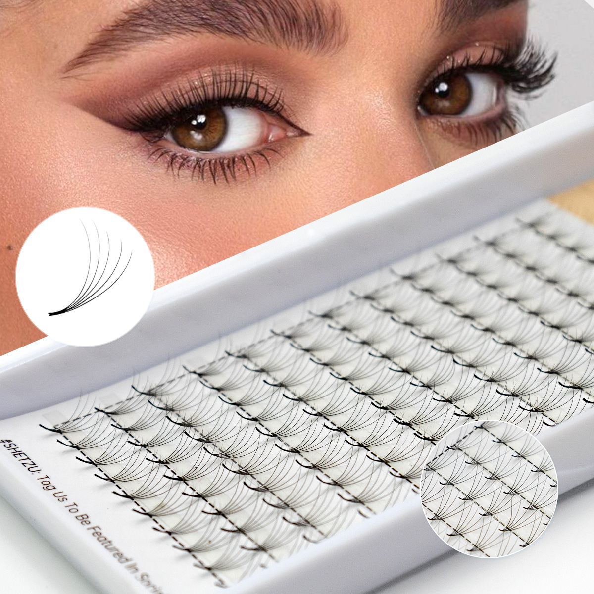 SHETZU 5D Eyelash Human Hair Eyelash Extension 0.05C Curl Soft Volume ...