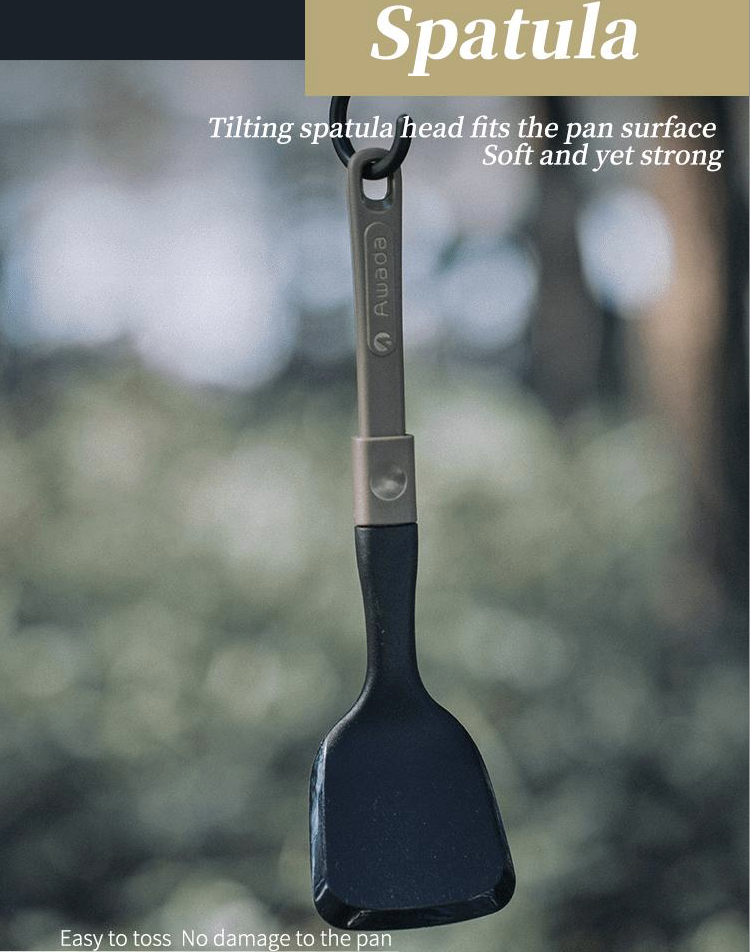 Awada Outdoor Silicone Cookware Spatula and Spoon Set Foldable Spatula ...