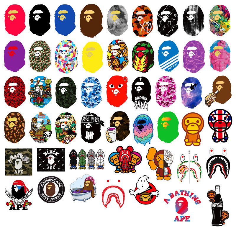 50pcs Ape Stickers Fashion Bape Waterproof Stickers Anime for Laptop ...