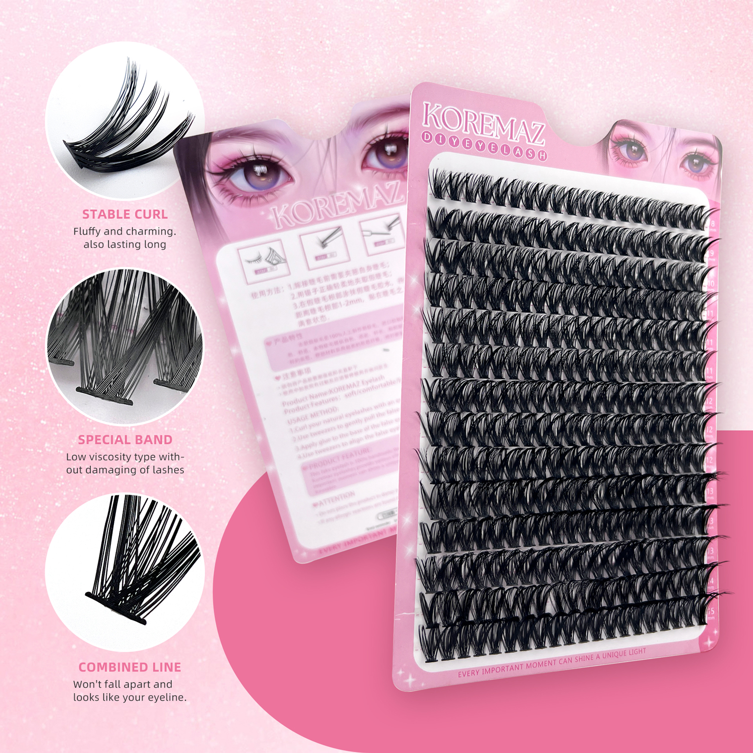 KOREMAZ Upgrade 10 rows to 14 rows(280 PCS) DIY Eyelash Extension 30D ...