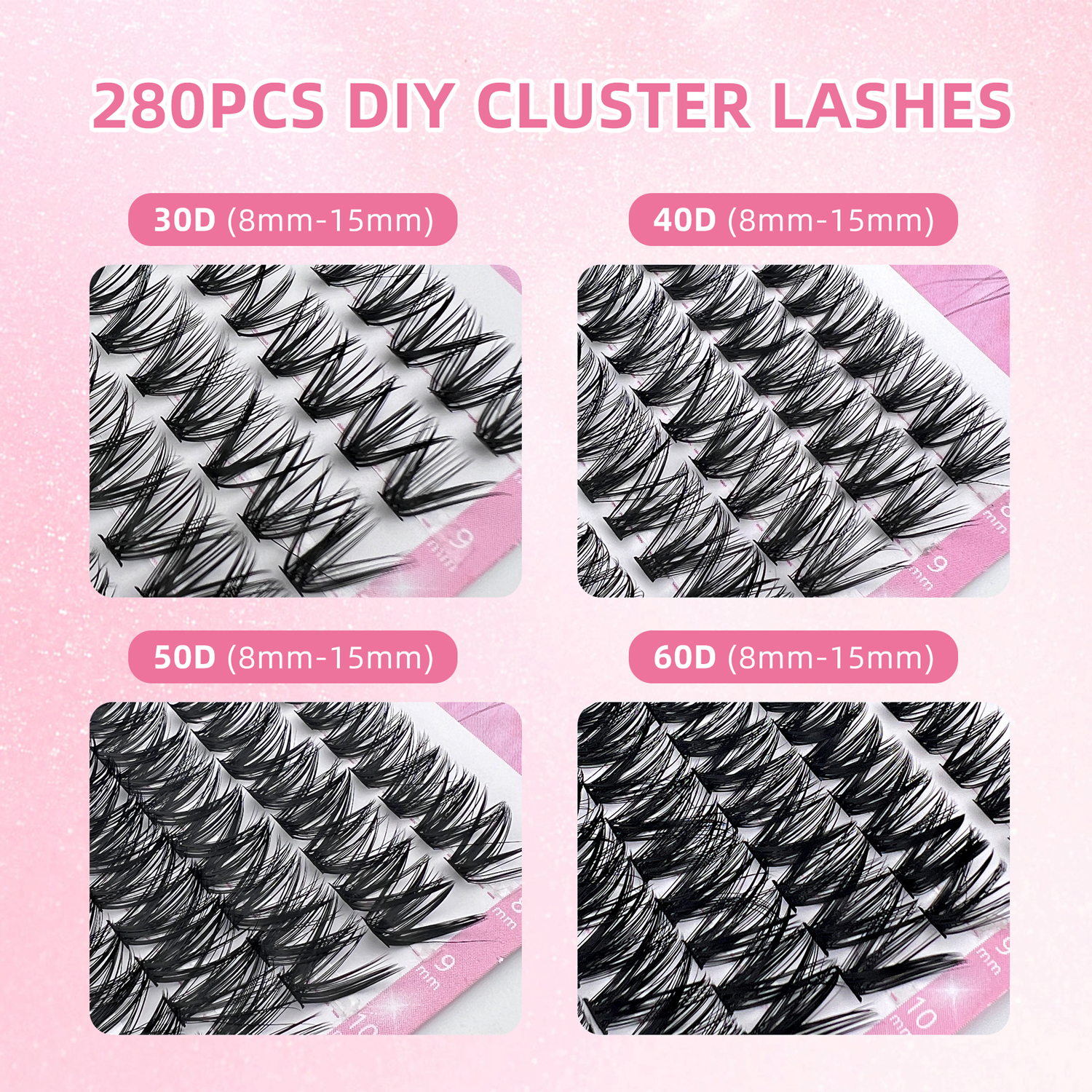 KOREMAZ Upgrade 10 rows to 14 rows(280 PCS) DIY Eyelash Extension 30D ...