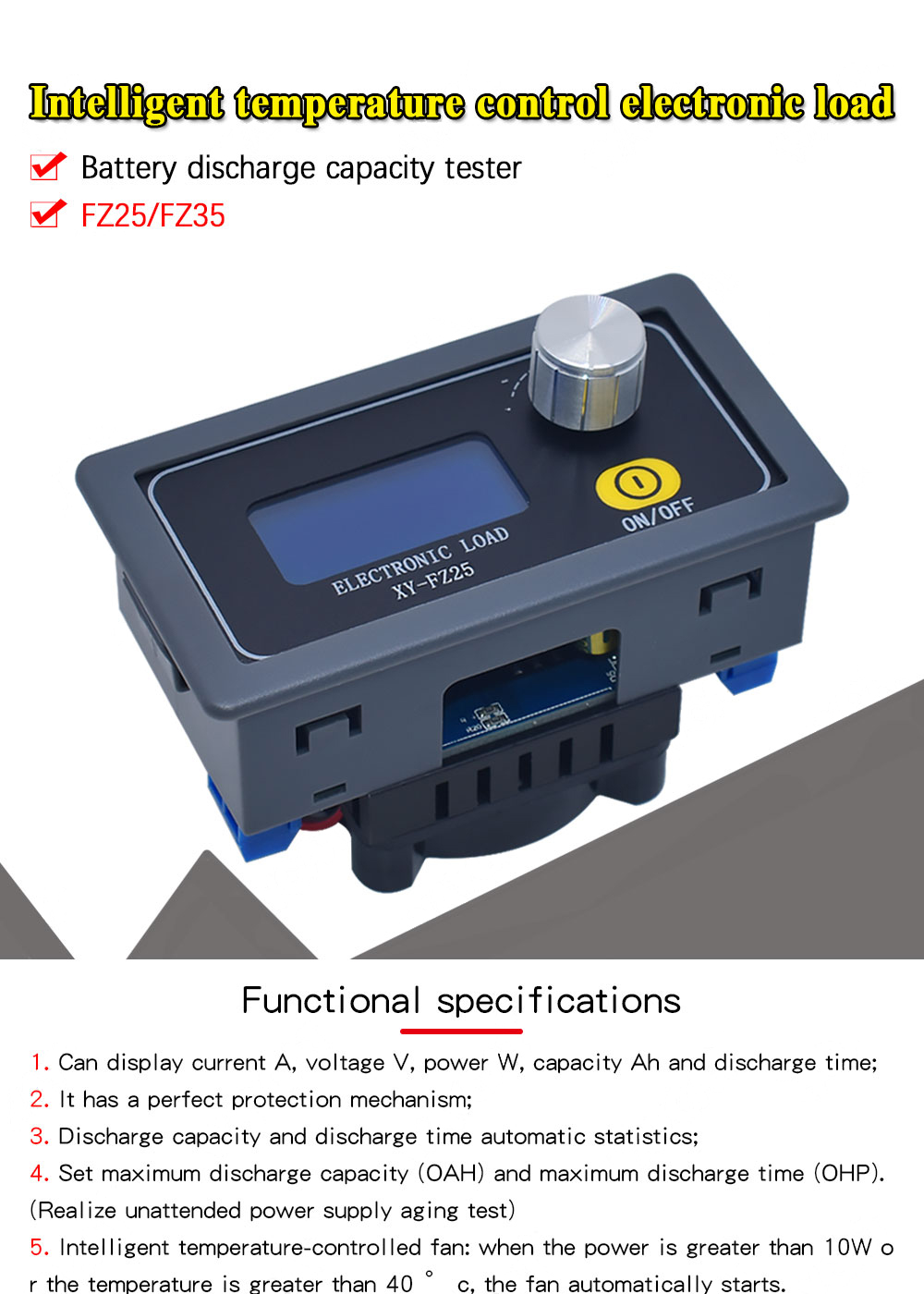 XY-FZ25 4A 5A 35W Multifunctional Adjustable Constant Current Load ...