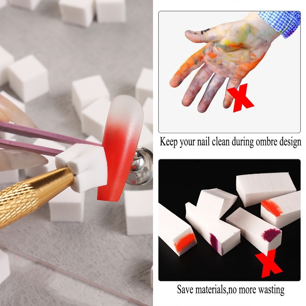 50Pcs Nail Art Sponge Gradient for Nail Polish Coloring Stamper Gripper ...