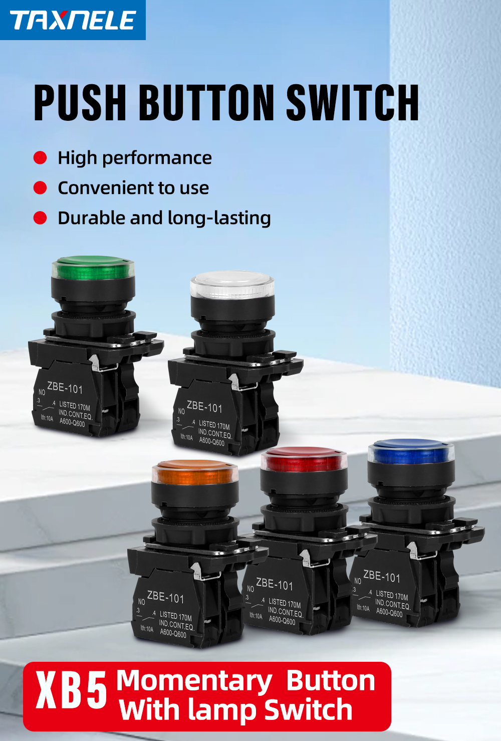 22MM waterproof illuminated push button switch momentary switch with ...