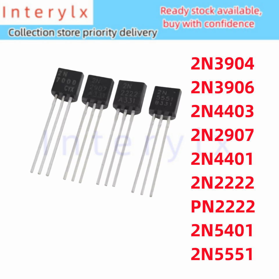 100 pieces 2n3904 bis-92 2n2222 2N2907 2N3906 2N4401 2N4403 2n5088 2n5089 2n5551 2N5401 2N7000 NPN transistor, 2 N222n2210