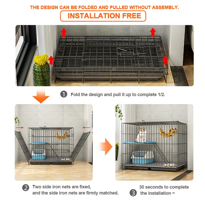 Rabbit Cages With Free Poop Tray pet carrier Easy To Install Large ...