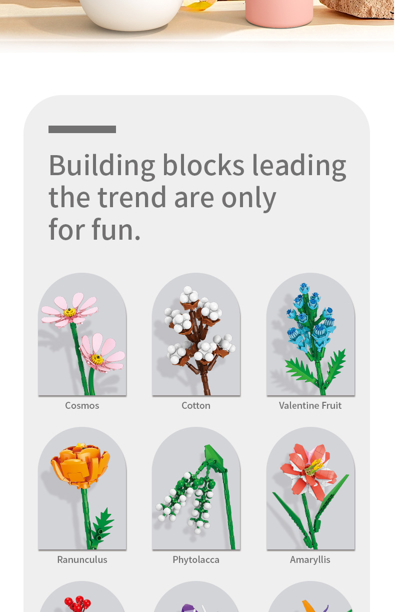 Combination Bouquet Crystal Building Blocks Flowers Tulip Roses ...