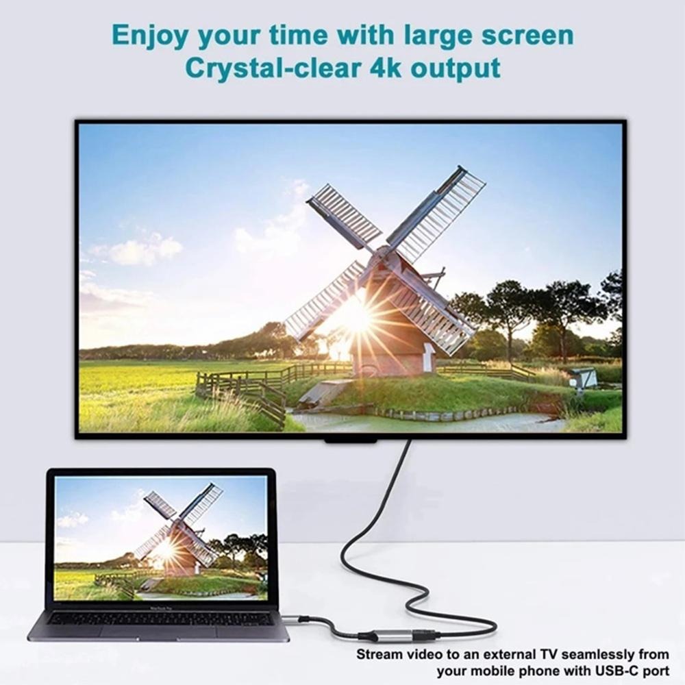 4K 60HZ 30HZ Type C To HDTV Adapter Type C Thunderbolt 3 To HDMI ...