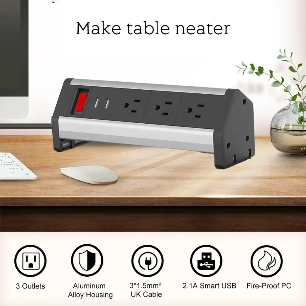 Melery Stand Table Socket US Power Strip Clamp Electrical Plugs Outlets ...