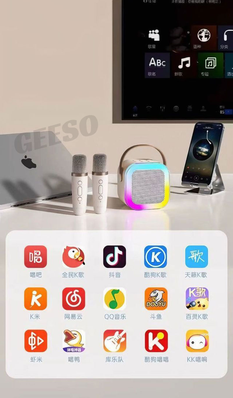 Microphone Sans Fil K12, Machine De Karaoké, Haut-parleur Bluetooth