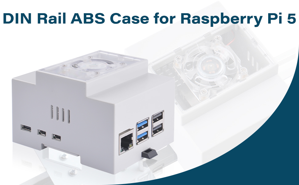 52Pi ABS Electrical Box Plastic DIN Rail Case with Official Active ...