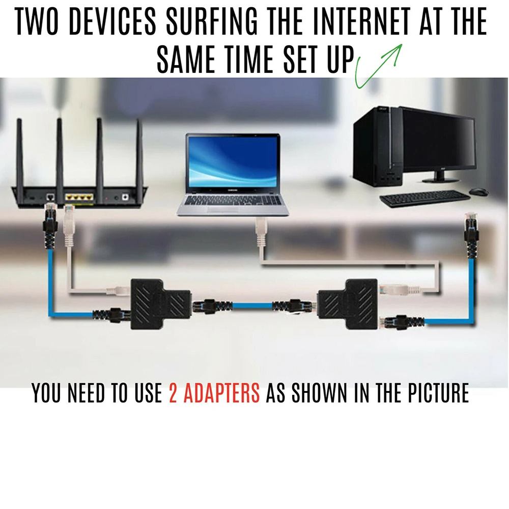 Network Cable Ethernet Cable Extender RJ45 Splitter Connectors Adapter ...