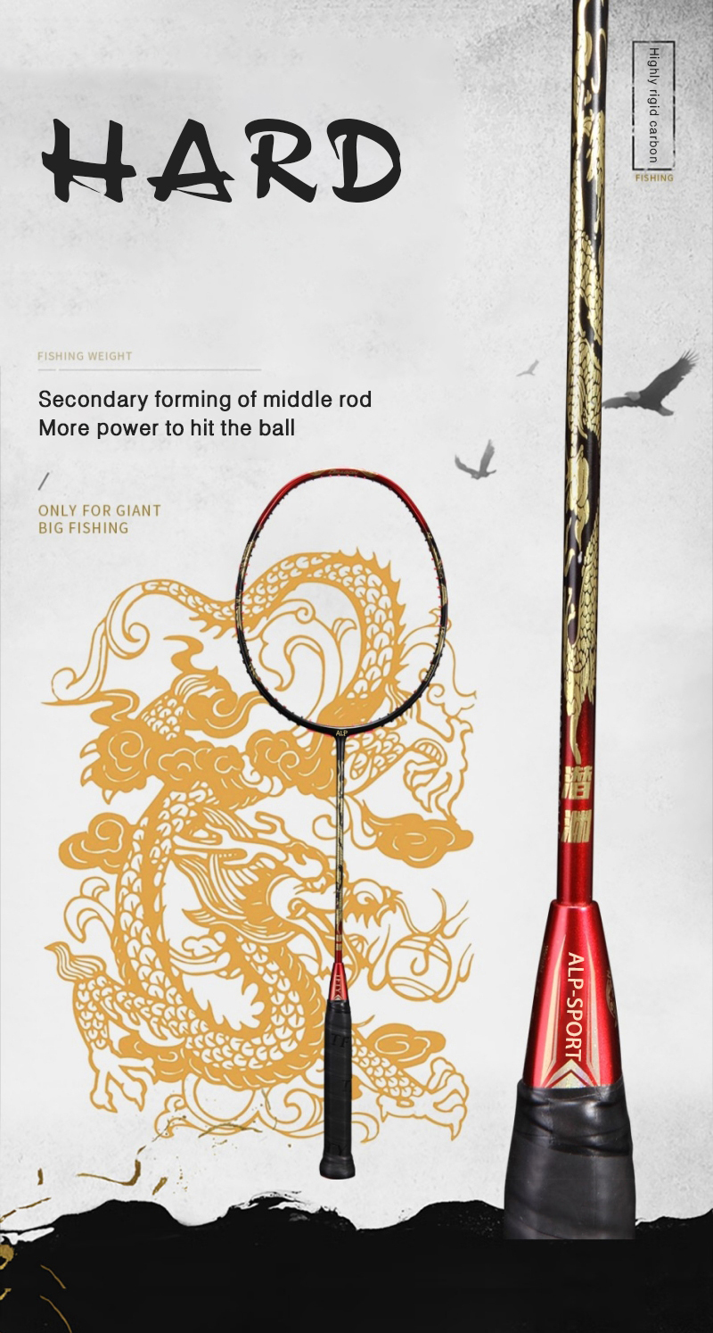 ALP QY 4U Max 38LBS Golden Dragon Pattern T1100 Badminton Racket High ...