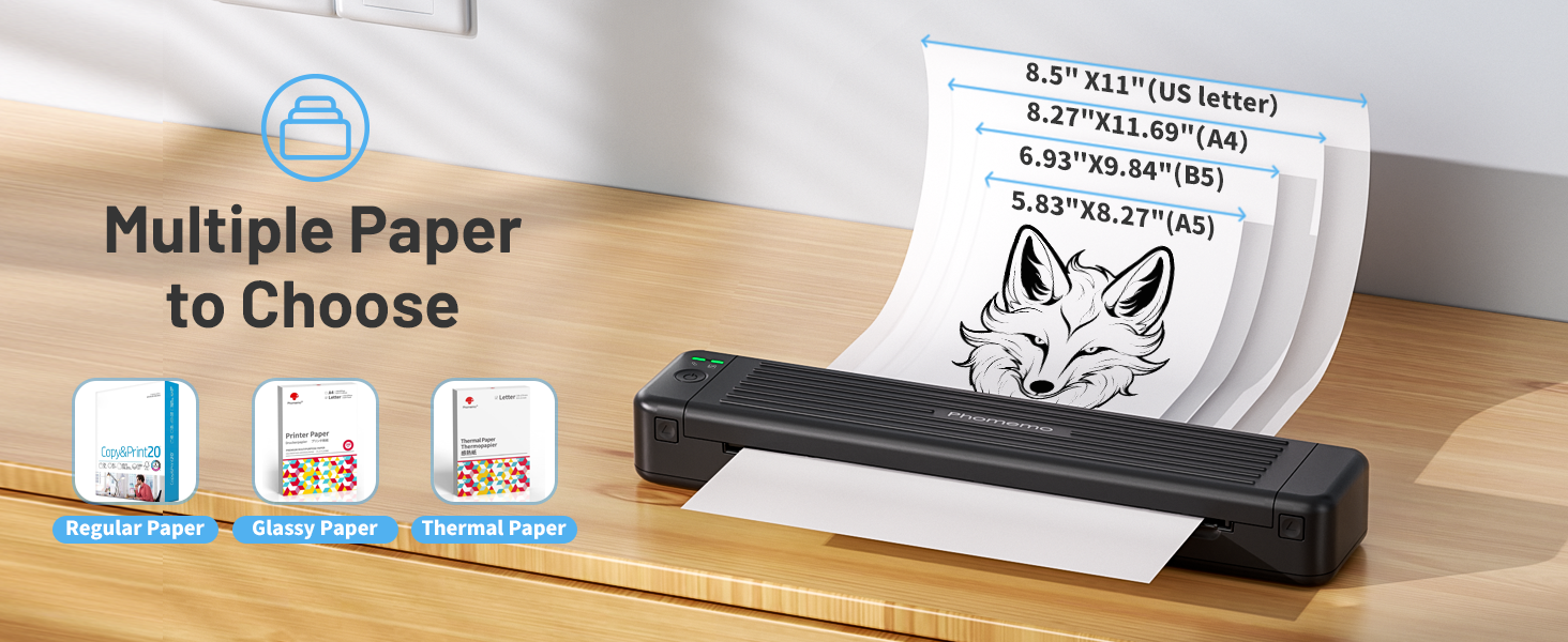 Support Hard Copy Bond Paper PrintingPhomemo P831 Portable A4 Printer