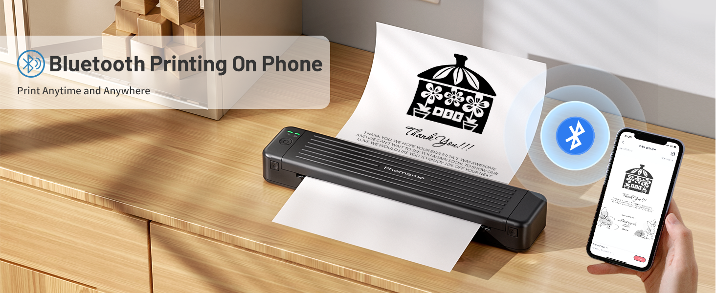 Support Hard Copy Bond Paper PrintingPhomemo P831 Portable A4 Printer