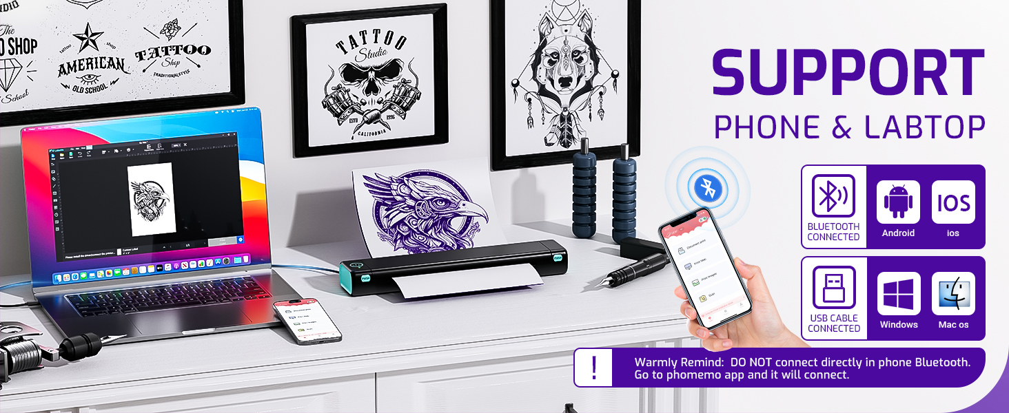 2 IN 1 Tattoo Stencil Printer And A4 Thermal Printer 】Phomemo M08F