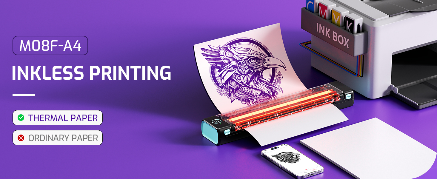 2 IN 1 Tattoo Stencil Printer And A4 Thermal Printer 】Phomemo M08F