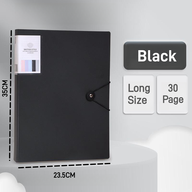 Black Clear Book Long/A4 Folder Presentation Book Clear Pockets ...