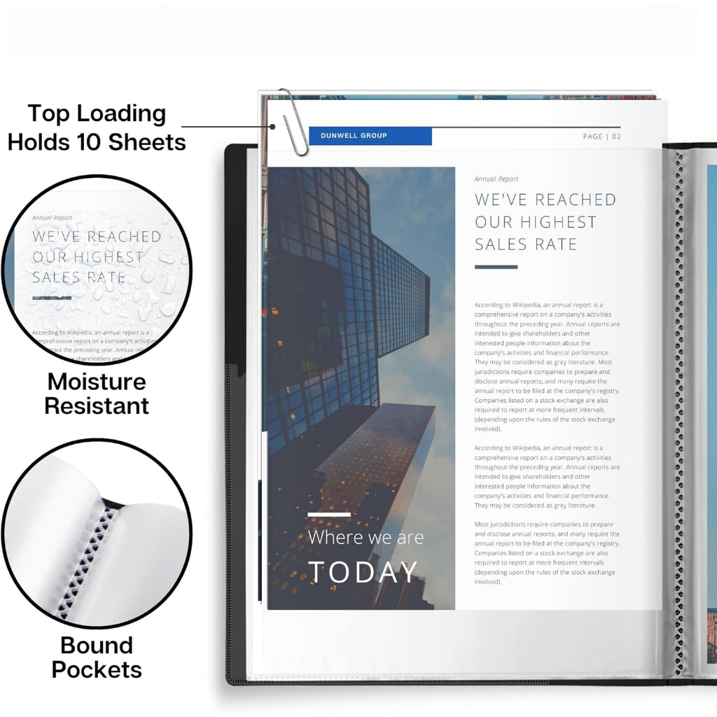 Black Clear Book Long/A4 Folder Presentation Book Clear Pockets ...