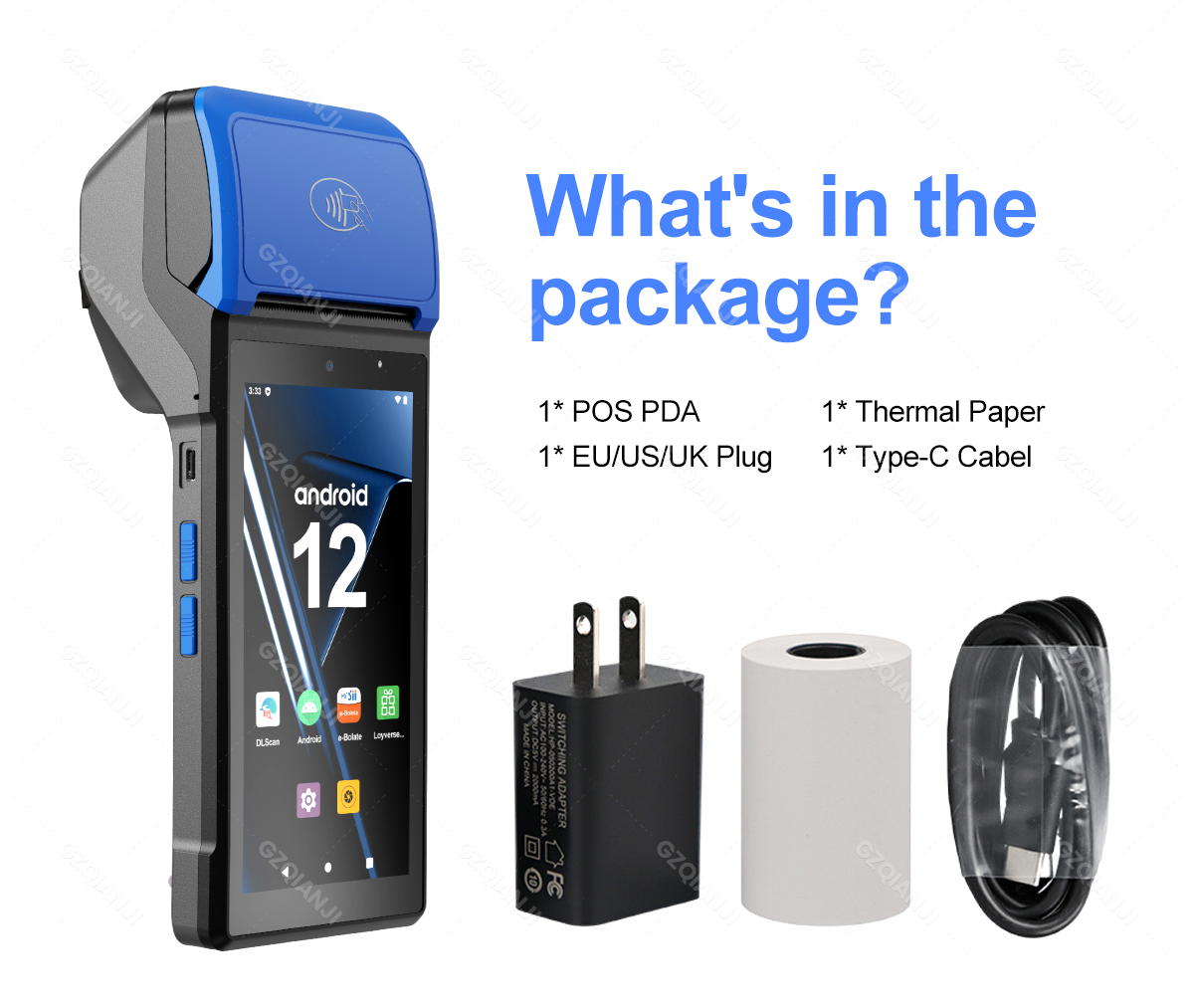 Android 12 POS PDA with 58mm Thermal Receipt Label Sticker Printer NFC ...