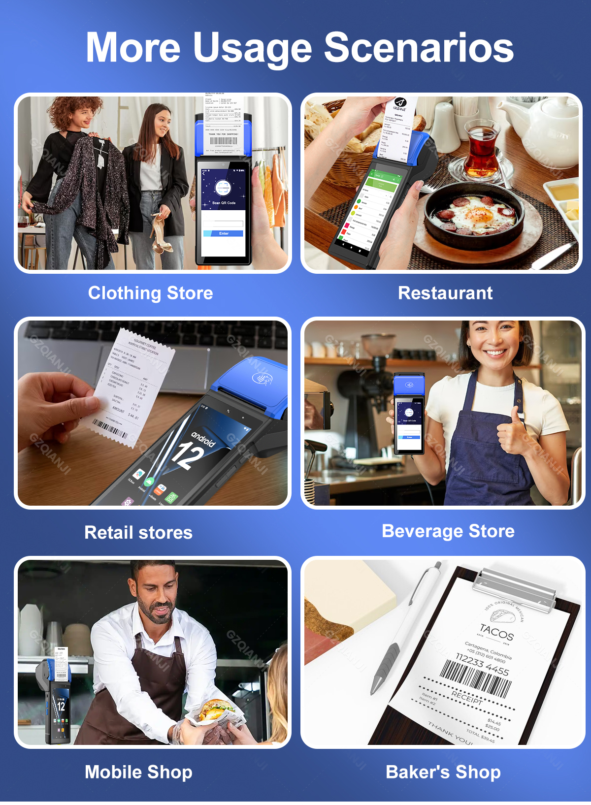 Android 12 POS PDA with 58mm Thermal Receipt Label Sticker Printer NFC ...