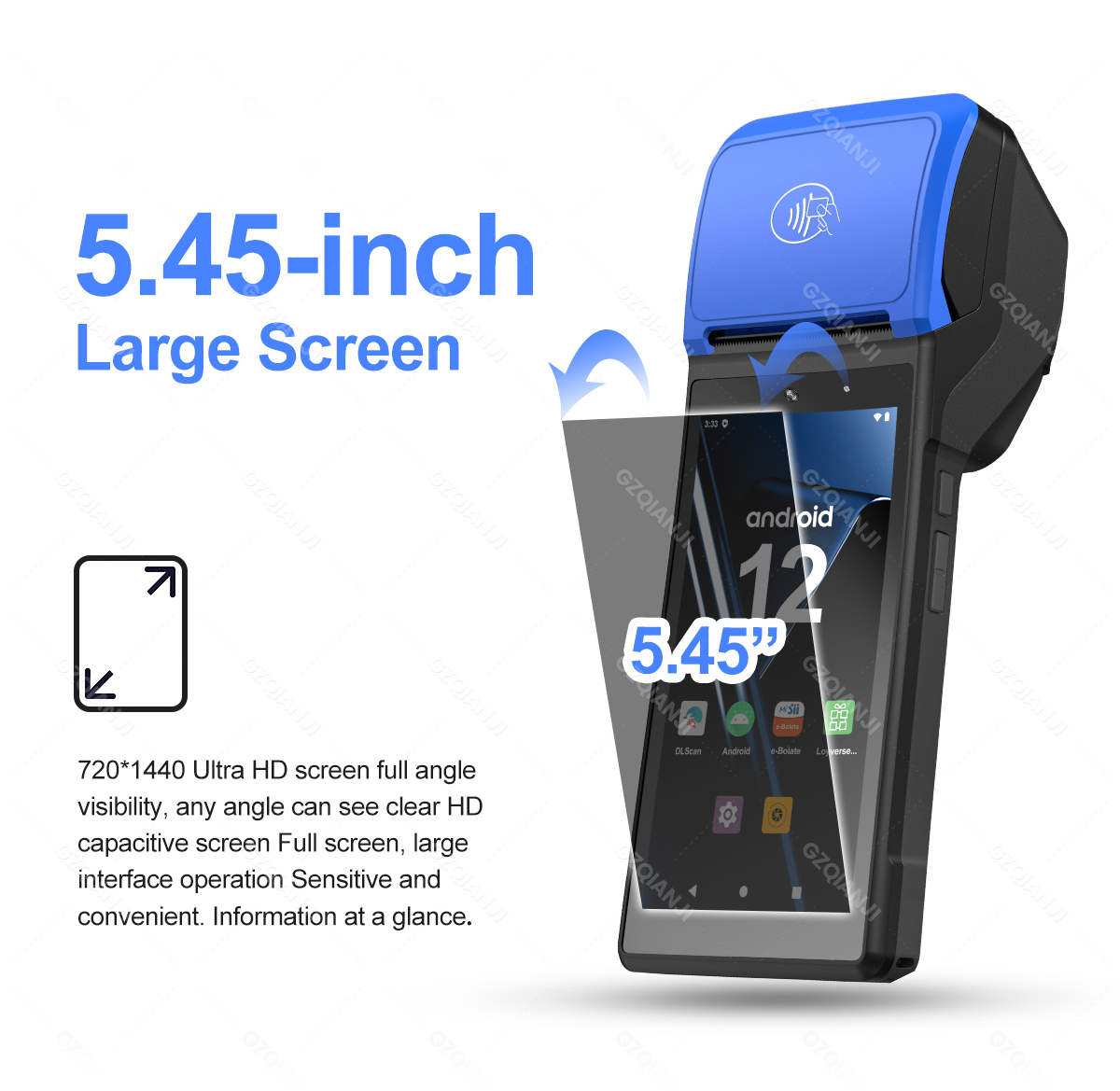 Android 12 POS PDA with 58mm Thermal Receipt Label Sticker Printer NFC ...
