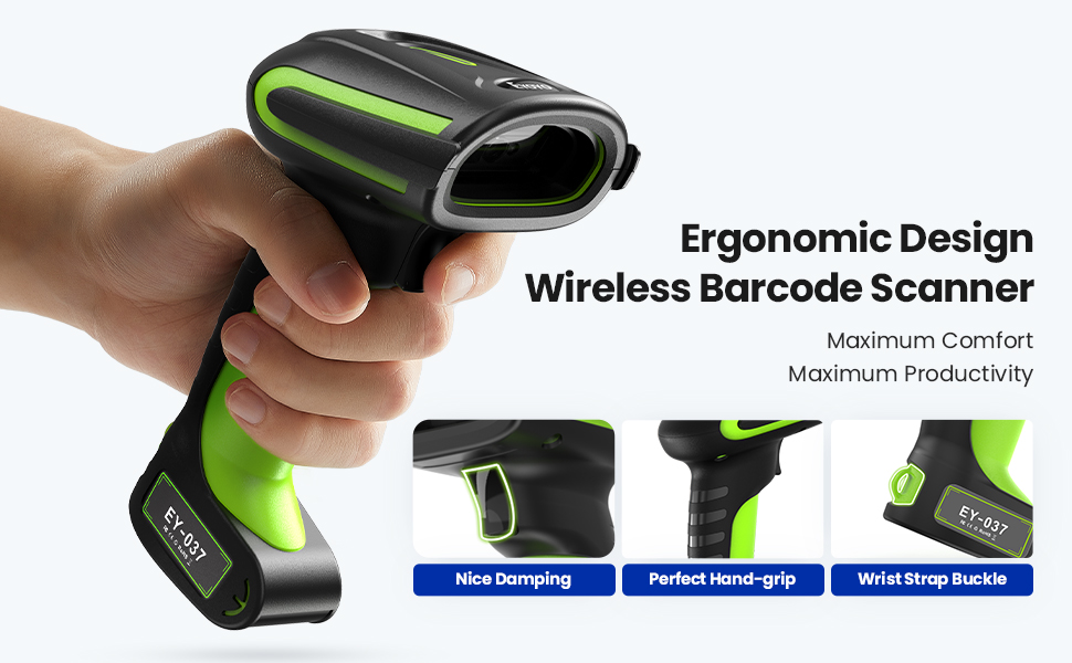 Eyoyo 2D QR Industrial Barcode Scanner with Wireless Charging Stand ...