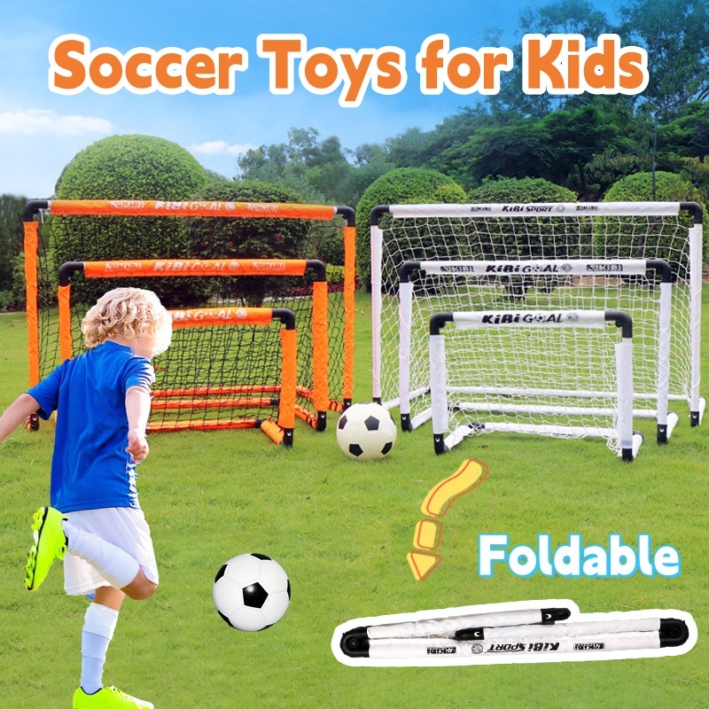 Student Outdoor Soccer Game Toy Soccer Toys for Kids Portable Folding  Soccer Goal Post Net Set Pump Indoor Football Soccer Ball Goal