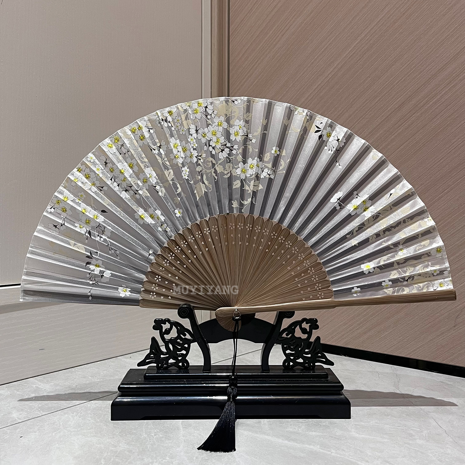 Custom High Quality Japan Women Paper Silk Bamboo Hand Fan Custom Hand Fan Custom Hand Fan
