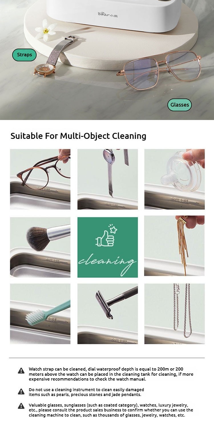 Bear Ultrasonic Cleaner Jewellery Cleaning Machine Glasses Watch ...