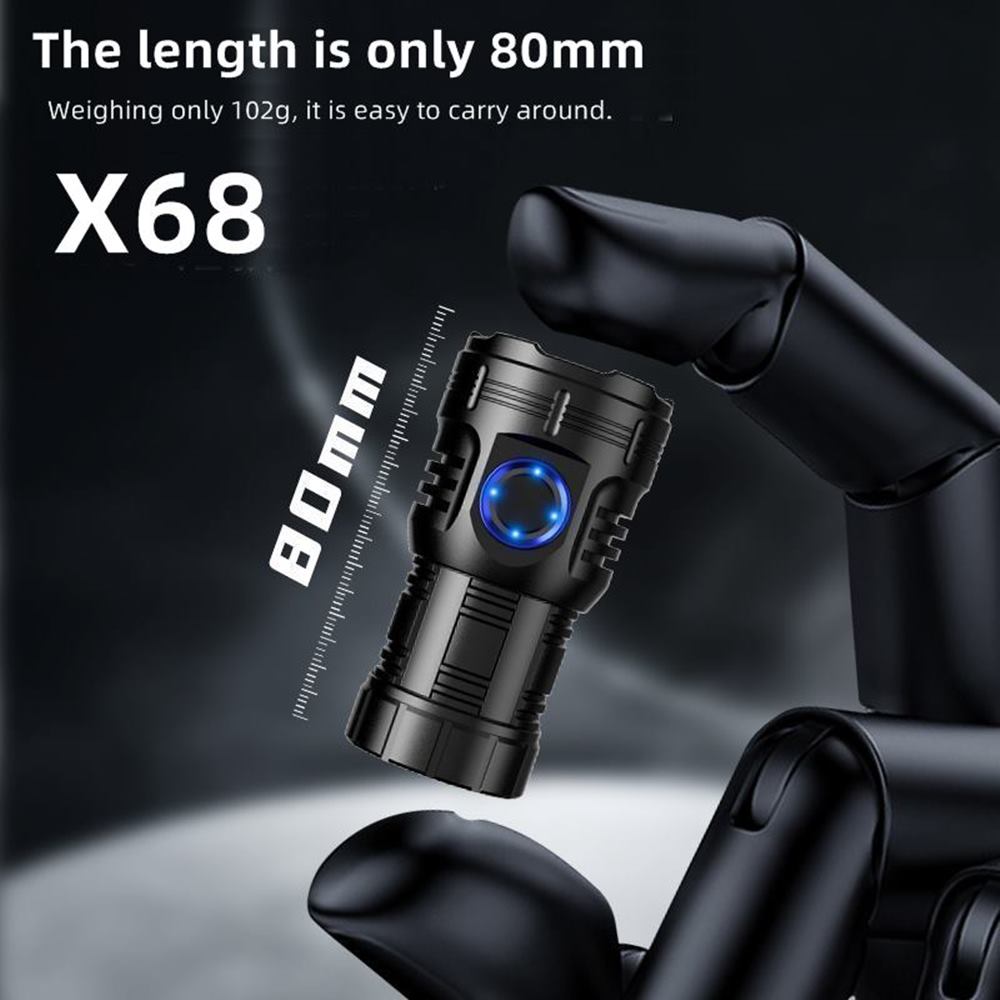 Alonefire X68 8LED Super Bright Mini LED Flashlight Type-C USB ...