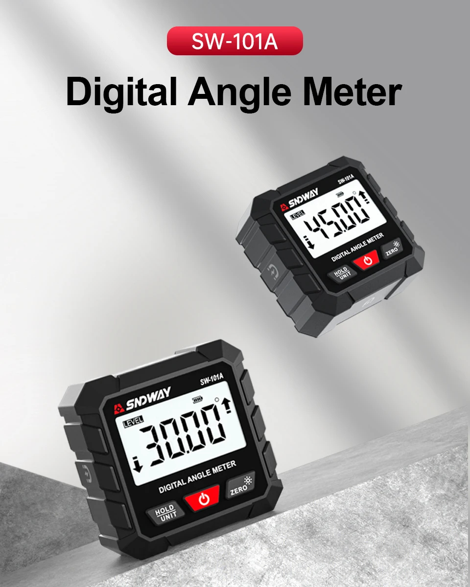 SNDWAY Digital Angle Meter Clinometer Level Box Protractor Angle Finder ...