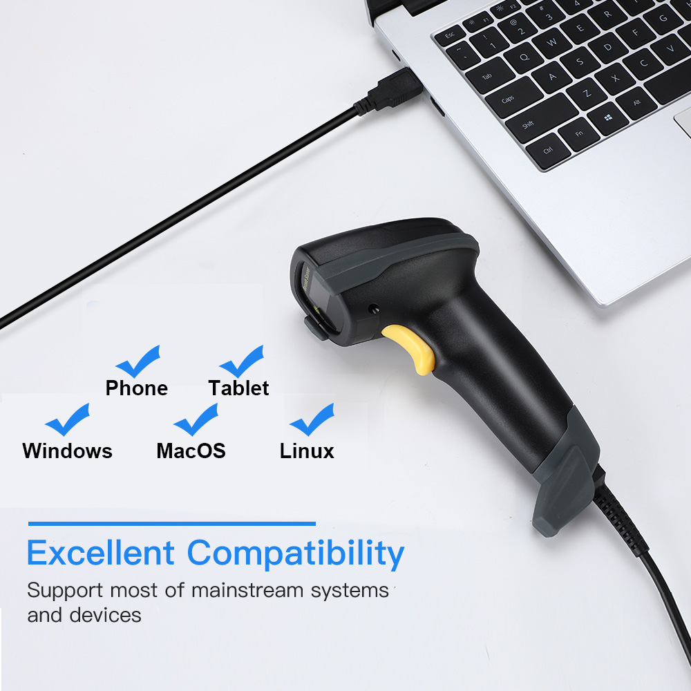 Eyoyo 1D Wireless Barcode Scanner with Date Display, with Bluetooth & 2 ...